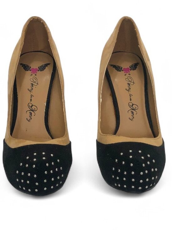 Penny Loves Kenny Women's Suede 5" Pumps Metallic Silver Studded Toe Size 7 New - Picture 3 of 15